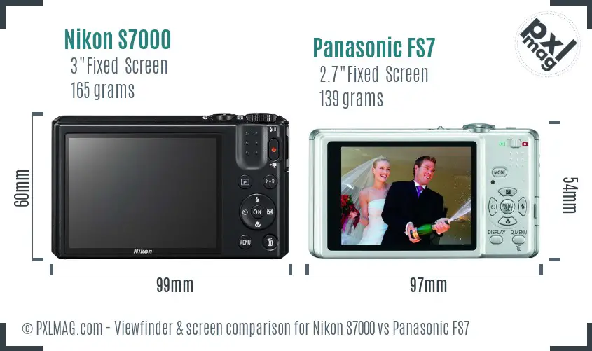 Nikon S7000 vs Panasonic FS7 Screen and Viewfinder comparison