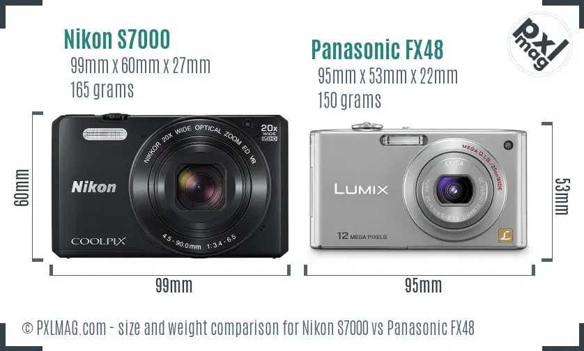 Nikon S7000 vs Panasonic FX48 size comparison