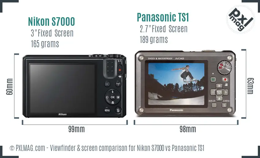 Nikon S7000 vs Panasonic TS1 Screen and Viewfinder comparison