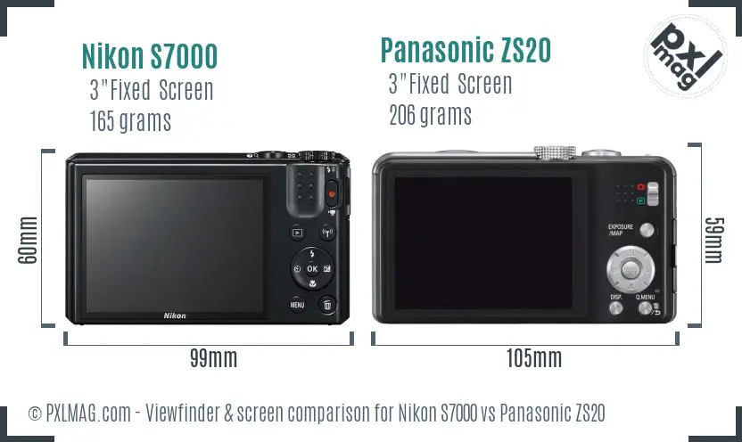 Nikon S7000 vs Panasonic ZS20 Screen and Viewfinder comparison