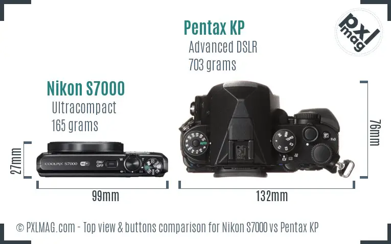 Nikon S7000 vs Pentax KP top view buttons comparison