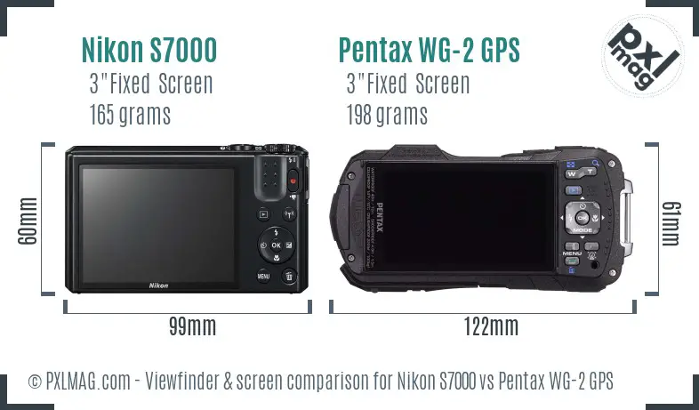 Nikon S7000 vs Pentax WG-2 GPS Screen and Viewfinder comparison