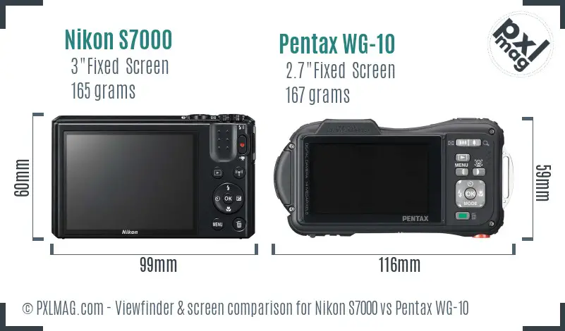 Nikon S7000 vs Pentax WG-10 Screen and Viewfinder comparison