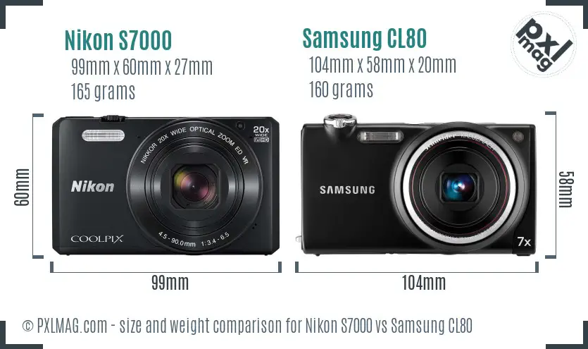 Nikon S7000 vs Samsung CL80 size comparison