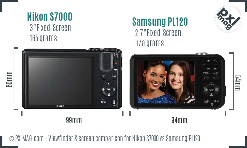 Nikon S7000 vs Samsung PL120 Screen and Viewfinder comparison
