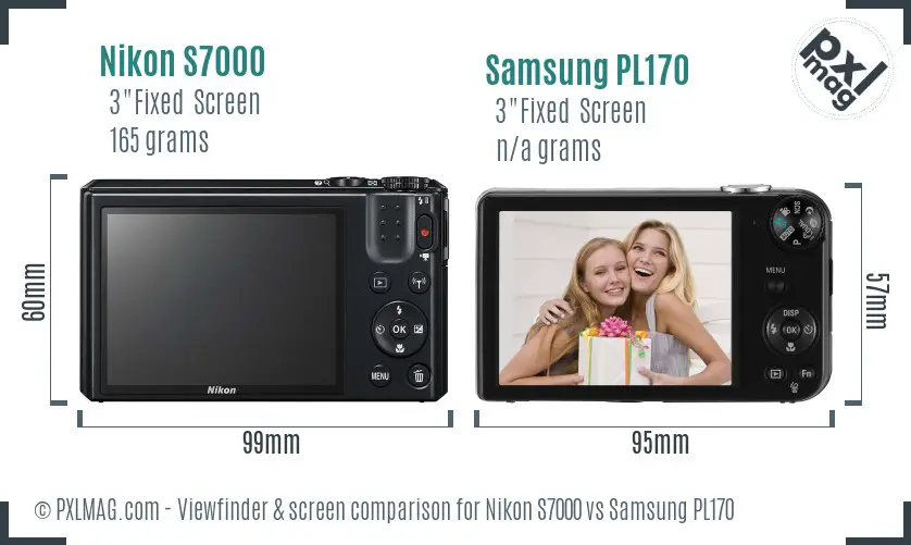 Nikon S7000 vs Samsung PL170 Screen and Viewfinder comparison