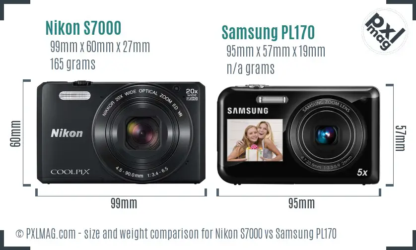 Nikon S7000 vs Samsung PL170 size comparison