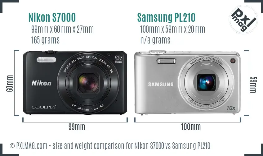Nikon S7000 vs Samsung PL210 size comparison Nikon S7000 vs Samsung PL210 size comparison