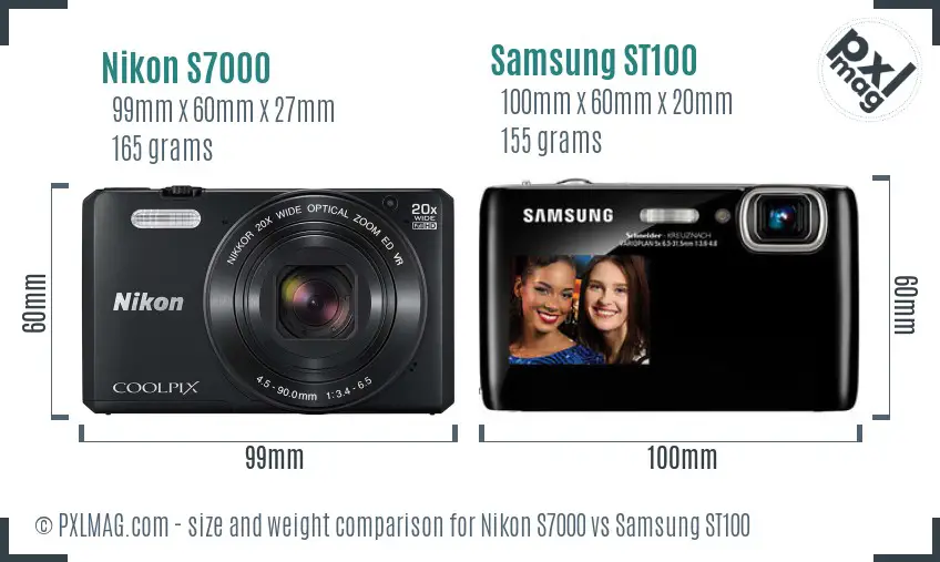 Nikon S7000 vs Samsung ST100 size comparison
