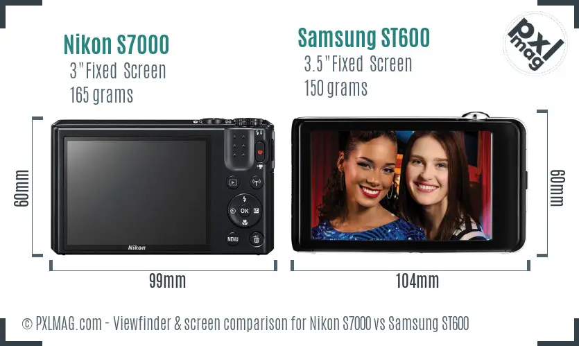 Nikon S7000 vs Samsung ST600 Screen and Viewfinder comparison