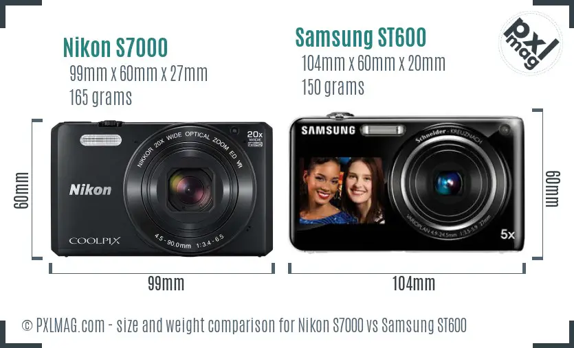 Nikon S7000 vs Samsung ST600 size comparison