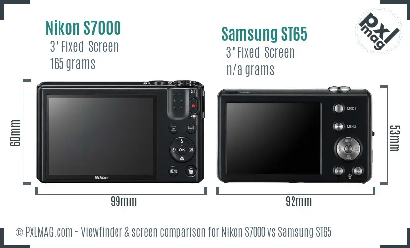 Nikon S7000 vs Samsung ST65 Screen and Viewfinder comparison Nikon S7000 vs Samsung ST65 Screen and Viewfinder comparison