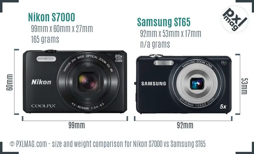 Nikon S7000 vs Samsung ST65 size comparison Nikon S7000 vs Samsung ST65 size comparison
