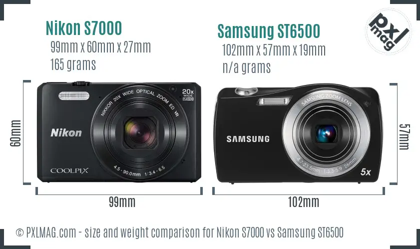 Nikon S7000 vs Samsung ST6500 size comparison