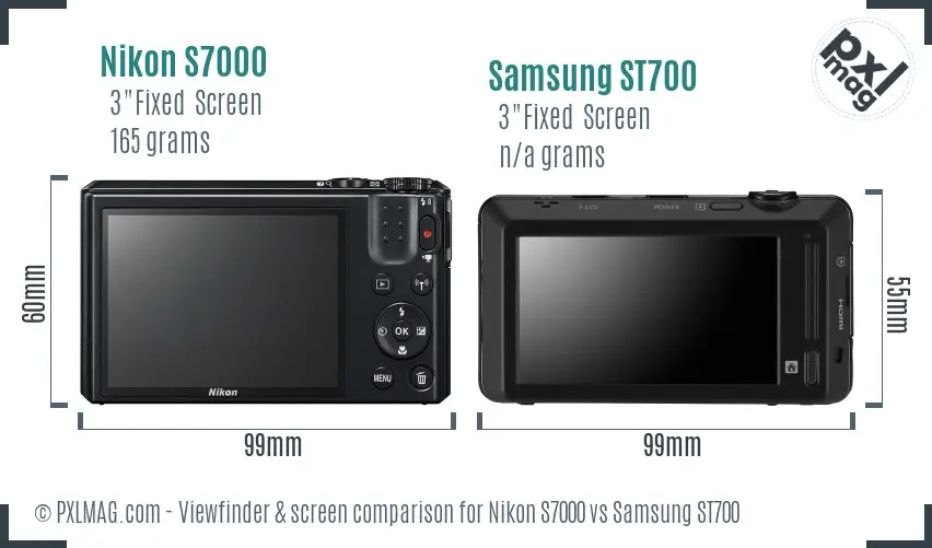 Nikon S7000 vs Samsung ST700 Screen and Viewfinder comparison