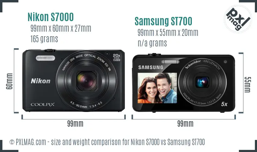 Nikon S7000 vs Samsung ST700 size comparison