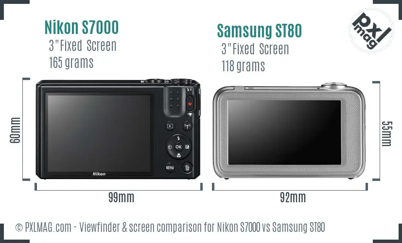 Nikon S7000 vs Samsung ST80 Screen and Viewfinder comparison