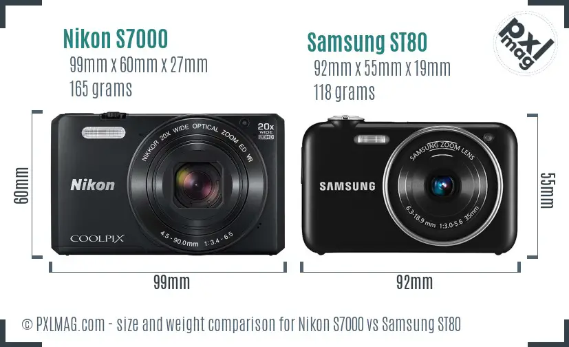 Nikon S7000 vs Samsung ST80 size comparison