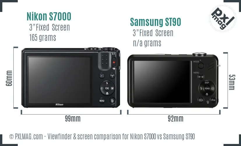 Nikon S7000 vs Samsung ST90 Screen and Viewfinder comparison