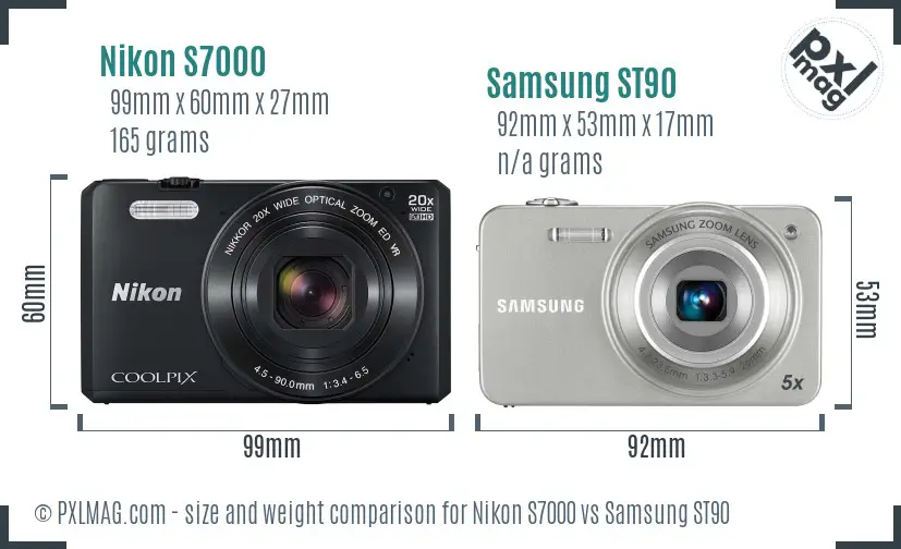 Nikon S7000 vs Samsung ST90 size comparison