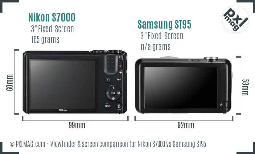 Nikon S7000 vs Samsung ST95 Screen and Viewfinder comparison