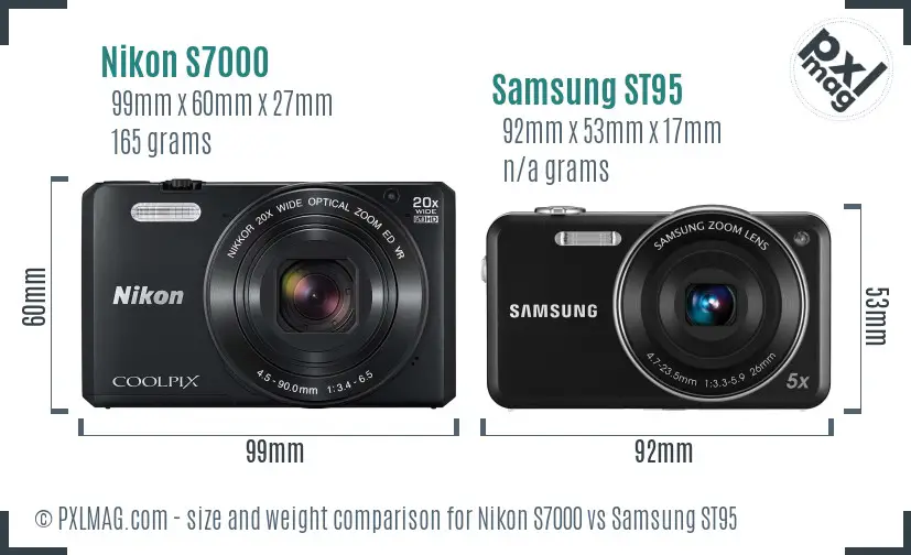 Nikon S7000 vs Samsung ST95 size comparison