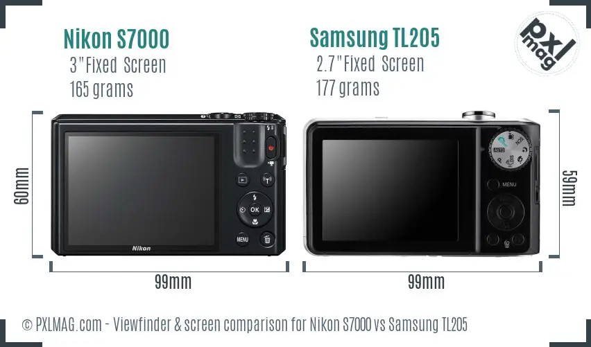 Nikon S7000 vs Samsung TL205 Screen and Viewfinder comparison