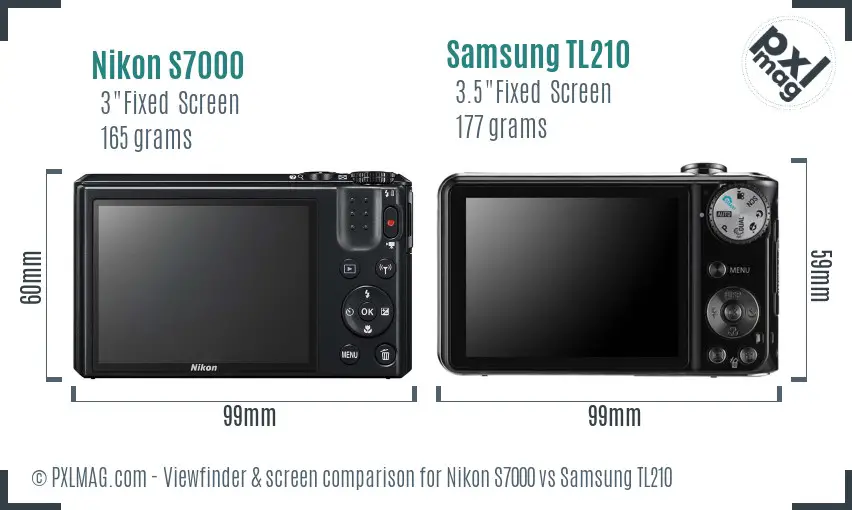 Nikon S7000 vs Samsung TL210 Screen and Viewfinder comparison
