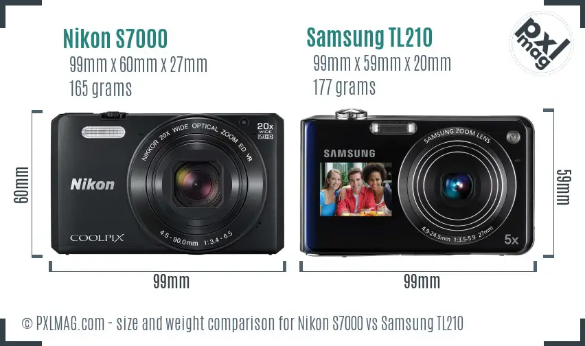 Nikon S7000 vs Samsung TL210 size comparison