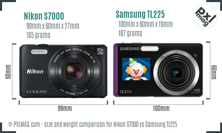Nikon S7000 vs Samsung TL225 size comparison