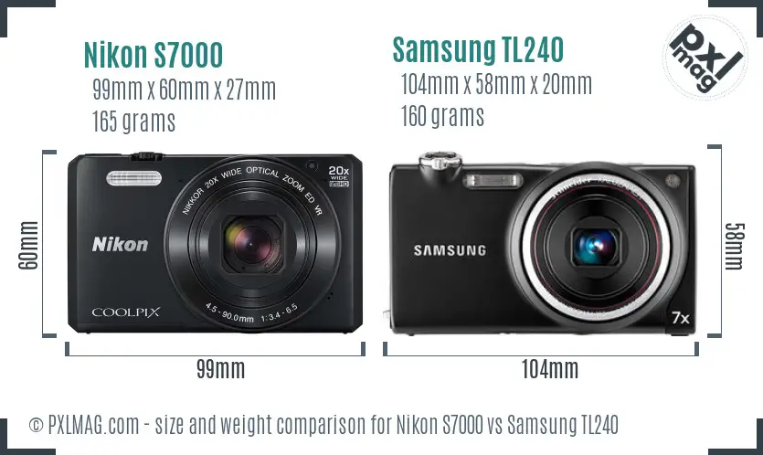 Nikon S7000 vs Samsung TL240 size comparison