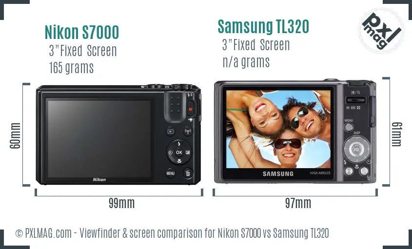 Nikon S7000 vs Samsung TL320 Screen and Viewfinder comparison