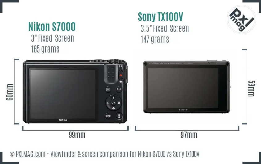 Nikon S7000 vs Sony TX100V Screen and Viewfinder comparison Nikon S7000 vs Sony TX100V Screen and Viewfinder comparison