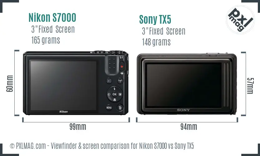 Nikon S7000 vs Sony TX5 Screen and Viewfinder comparison