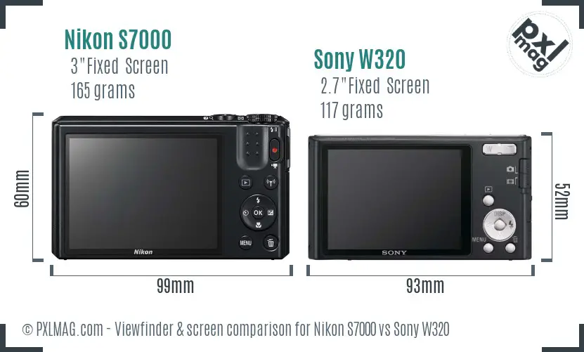 Nikon S7000 vs Sony W320 Screen and Viewfinder comparison