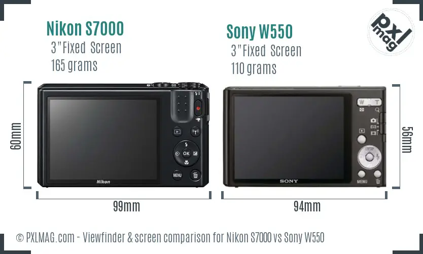 Nikon S7000 vs Sony W550 Screen and Viewfinder comparison Nikon S7000 vs Sony W550 Screen and Viewfinder comparison