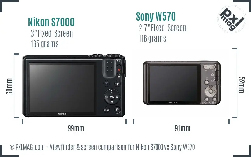 Nikon S7000 vs Sony W570 Screen and Viewfinder comparison