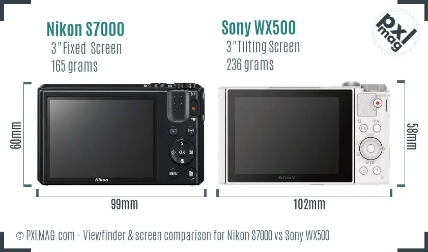 Nikon S7000 vs Sony WX500 Screen and Viewfinder comparison Nikon S7000 vs Sony WX500 Screen and Viewfinder comparison