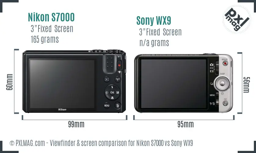 Nikon S7000 vs Sony WX9 Screen and Viewfinder comparison