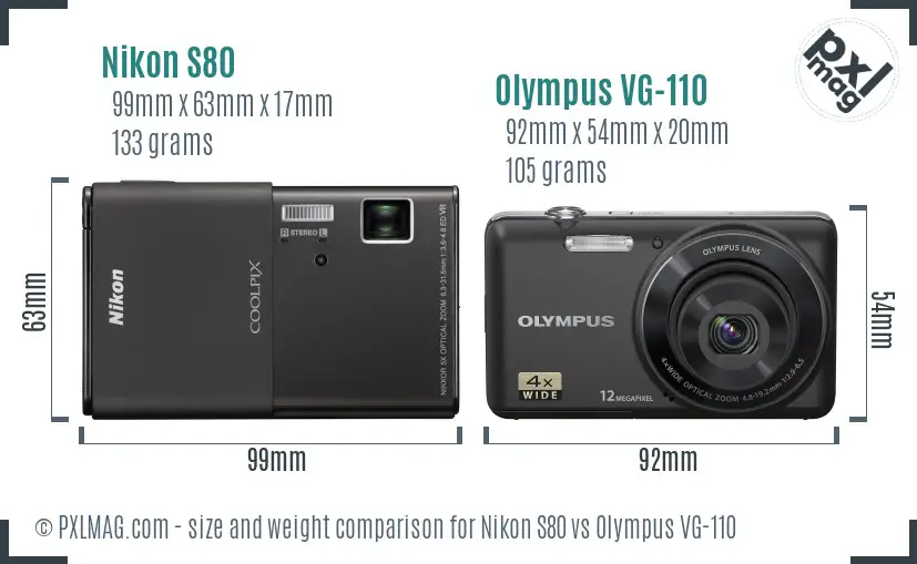 Nikon S80 vs Olympus VG-110 size comparison