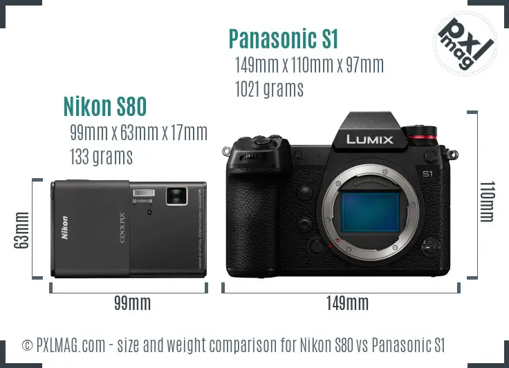Nikon S80 vs Panasonic S1 size comparison