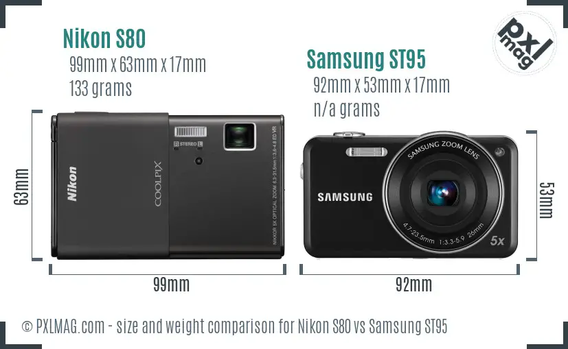 Nikon S80 vs Samsung ST95 size comparison Nikon S80 vs Samsung ST95 size comparison