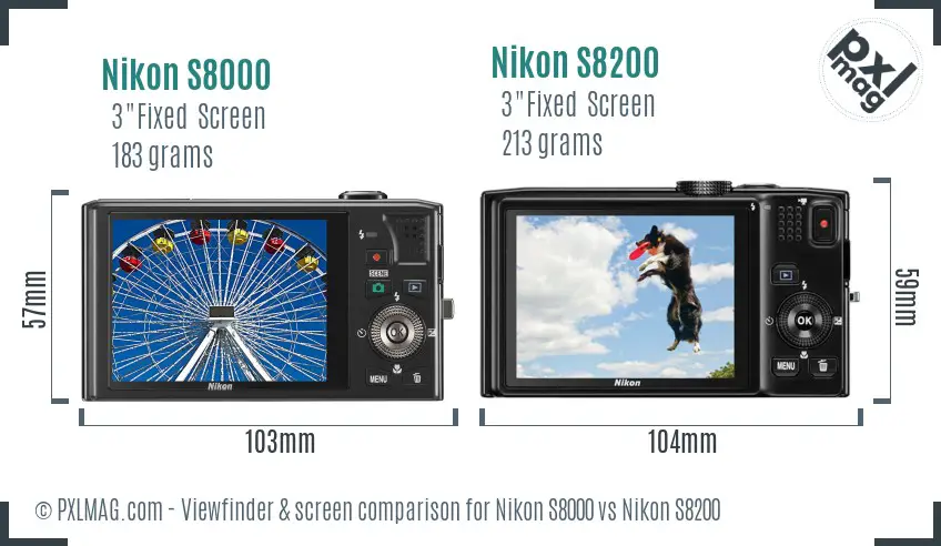 Nikon S8000 vs Nikon S8200 Screen and Viewfinder comparison