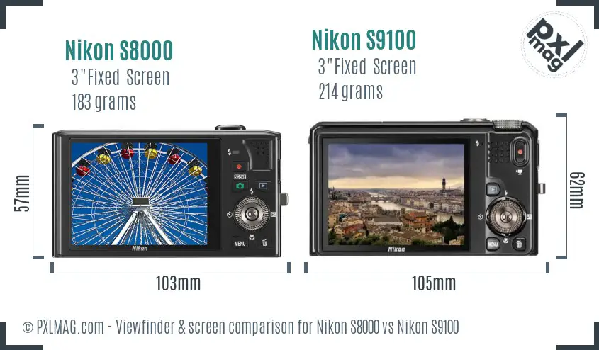 Nikon S8000 vs Nikon S9100 Screen and Viewfinder comparison