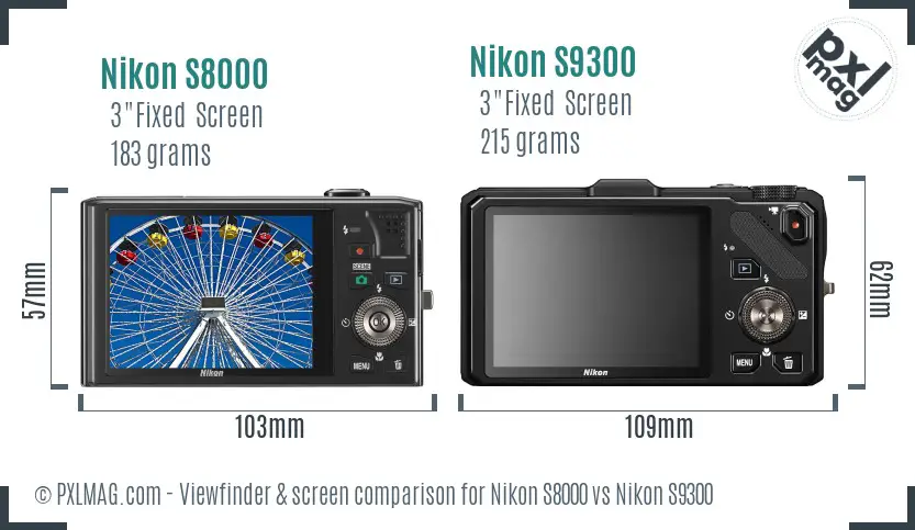 Nikon S8000 vs Nikon S9300 Screen and Viewfinder comparison
