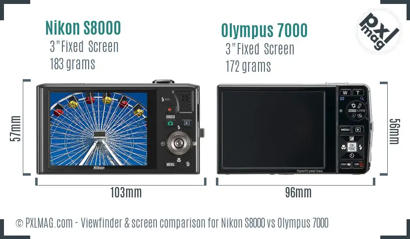 Nikon S8000 vs Olympus 7000 Screen and Viewfinder comparison