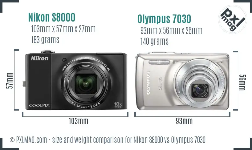 Nikon S8000 vs Olympus 7030 size comparison