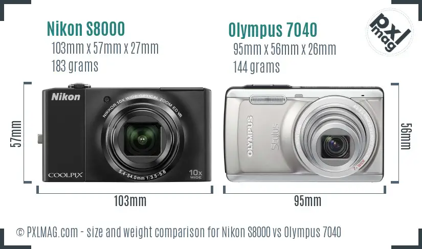 Nikon S8000 vs Olympus 7040 size comparison