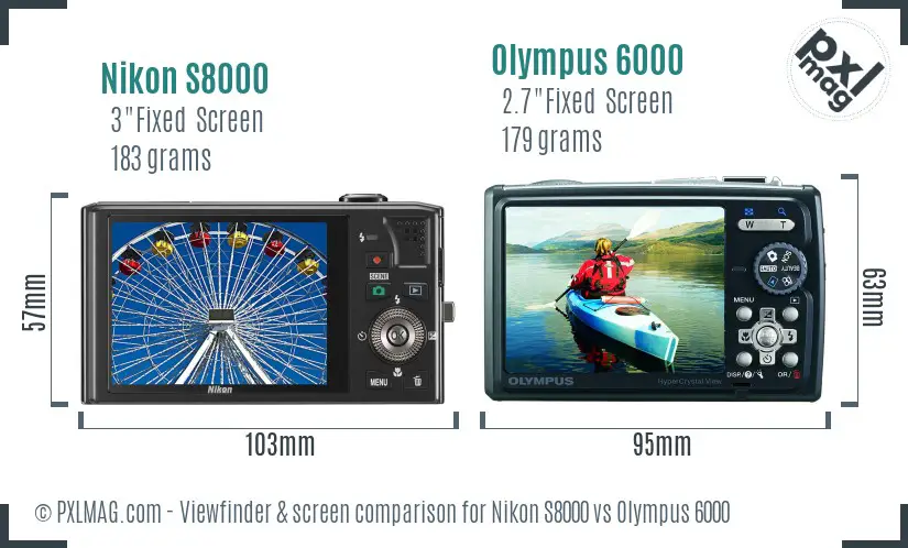 Nikon S8000 vs Olympus 6000 Screen and Viewfinder comparison Nikon S8000 vs Olympus 6000 Screen and Viewfinder comparison