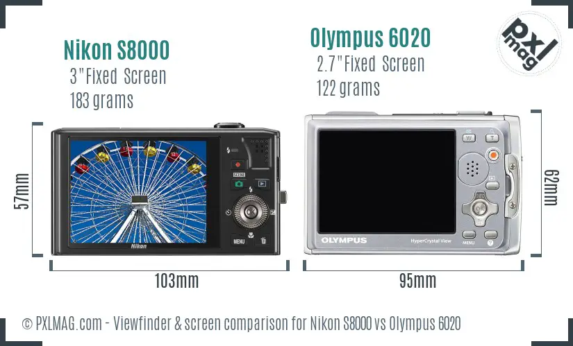 Nikon S8000 vs Olympus 6020 Screen and Viewfinder comparison